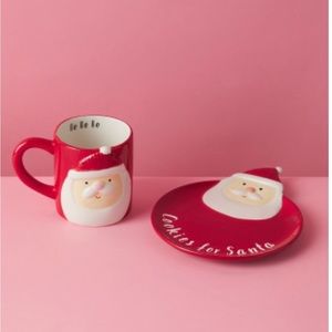Magenta 2 Piece Ceramic Santa Mug and Plate Set🖤